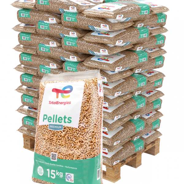TotalEnergies – Palette de granulés de bois, 66 sacs de 15 kg (990 kg)
