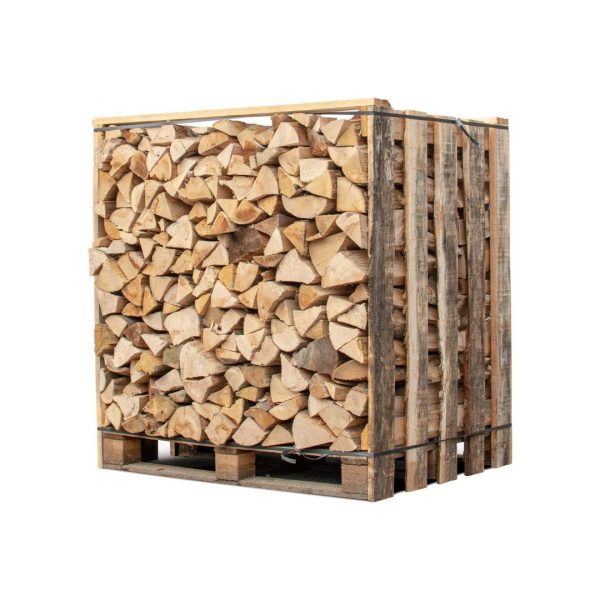 LE BOUSCATIER – Palette de bois de chauffage fendu 1,05 m³ (1,50 stères), bûches de 30 cm en chêne, hêtre et châtaignier
