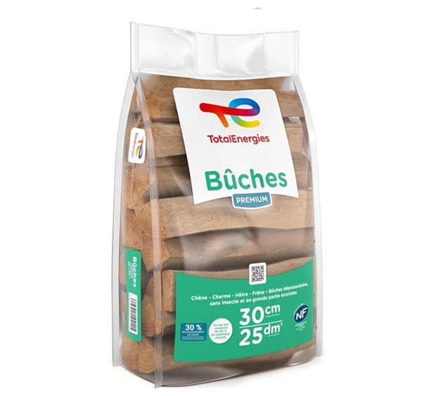 TotalEnergies – Bûches Premium de 25 cm, palette de 868 kg