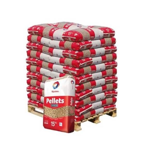 TotalEnergies – Granulés de bois premium, palette de 66 sacs de 15 kg (990 kg au total)